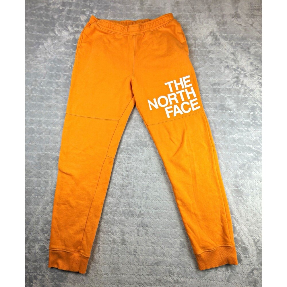 The North Face Boys Orange Fleece Jogger Pants Logo XL 14/16